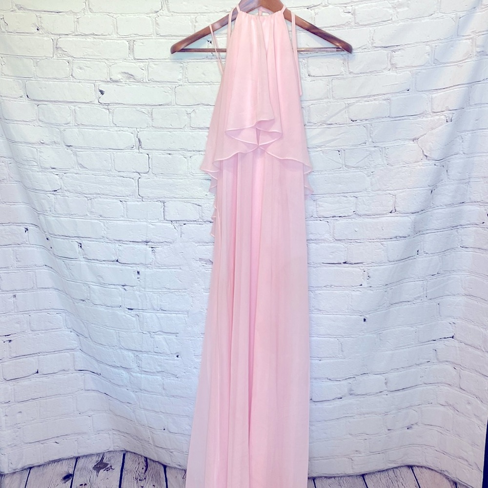 Nouvelle Amsale Pink Halter-Style Maxi Dress Size Small Excellent Condition